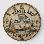 Travel Camping Camper Van Gift for Travel Lovers ラージ壁時計 (正面)