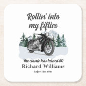 Travel Classic Motorbike Rolling 50th Birthday スクエアペーパーコースター (正面)