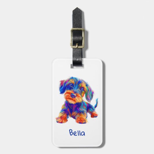 Travel Dog, coloured, cute, ラゲッジタグ (正面縦)