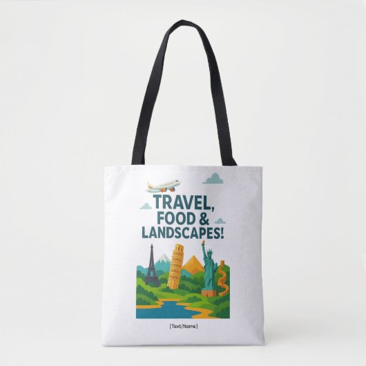 Travel, Food & Landscapes Tote Bag | Add Text/Name トートバッグ (正面)