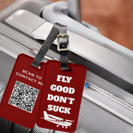 Travel Funny Joke ‘Fly Good Don’t Suck’ & Airplane ラゲッジタグ