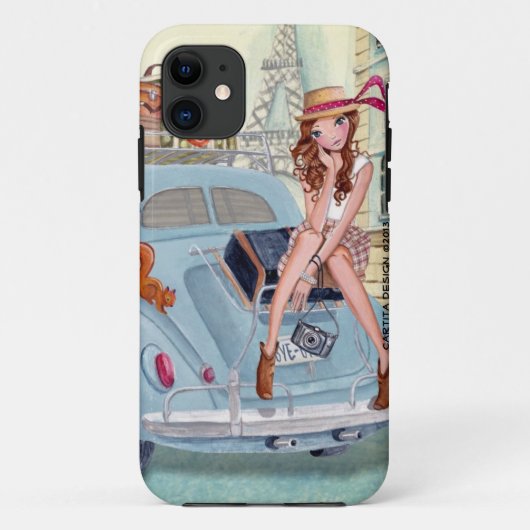 Travel girl in Paris - Iphone case Case-Mate iPhoneケース (裏面)