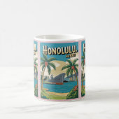 Travel Honululu，ハワイの熱帯ビーチギフト コーヒーマグカップ (中央)