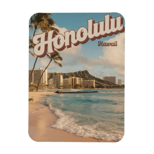 Travel Honululu，ハワイの熱帯ビーチギフト マグネット (縦)