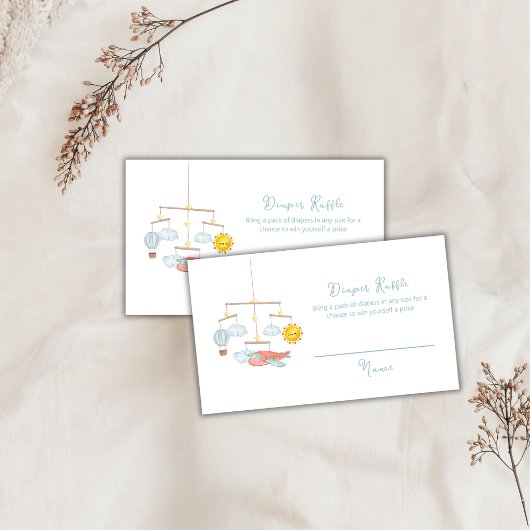 Travel Hot Air Balloon Diaper Raffle Baby Shower  エンクロージャーカード