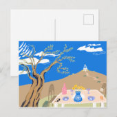 Travel keepsake Greek afternoon olive tree scene シーズンポストカード (正面/裏面)