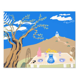 Travel keepsake Greek afternoon olive tree scene フォトプリント