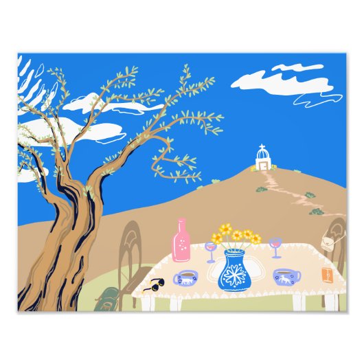 Travel keepsake Greek afternoon olive tree scene フォトプリント (正面)