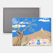 Travel keepsake Greek afternoon olive tree scene マグネット (正面/裏面)