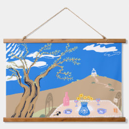 Travel keepsake Greek afternoon olive tree scene 吊り下げ型タペストリー