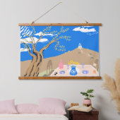 Travel keepsake Greek afternoon olive tree scene 吊り下げ型タペストリー (寝室)