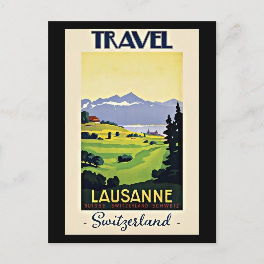 Travel Lausanne，スイスのヴィンテージのポスター， シーズンポストカード (正面)