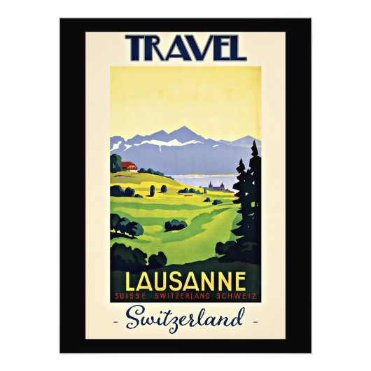 Travel Lausanne，スイスのヴィンテージのポスター， フォトプリント (正面)