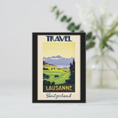 Travel Lausanne，スイスのヴィンテージのポスター， ポストカード (スタンド正面)