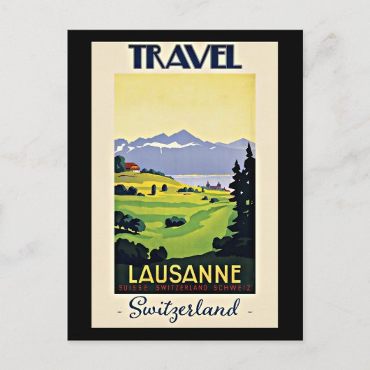 Travel Lausanne，スイスのヴィンテージのポスター， ポストカード (正面)