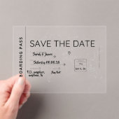 travel lover save the date boarding pass アクリル招待状 (インサイチュ (ポータブル))
