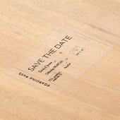 travel lover save the date boarding pass アクリル招待状 (レイダウン)