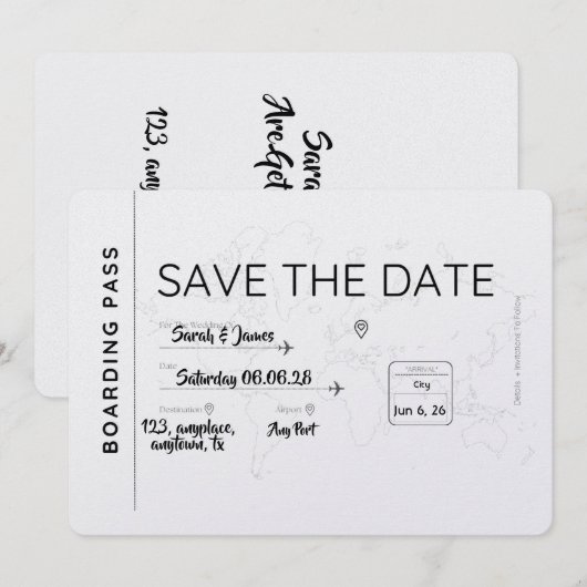 travel lover save the date boarding pass セーブザデート (正面/裏面)