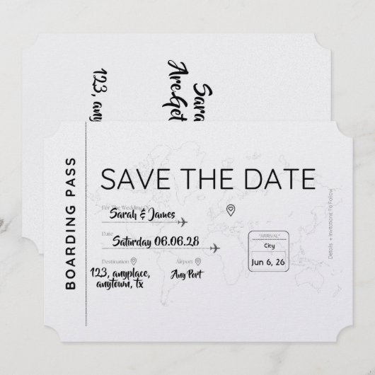 travel lover save the date boarding pass セーブザデート (正面/裏面)