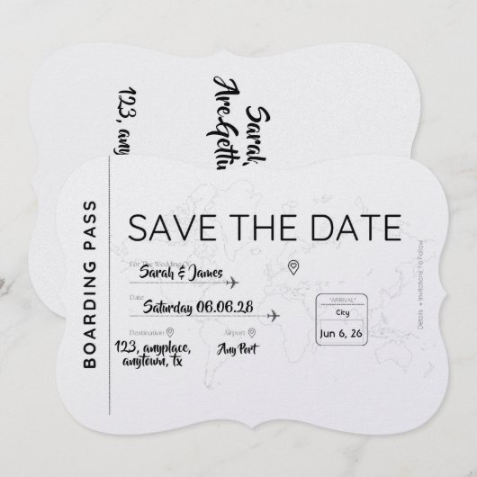 travel lover save the date boarding pass セーブザデート (正面/裏面)