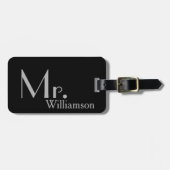 Travel Luggage Tagモダンで黒い灰色の氏 ラゲッジタグ (正面横)