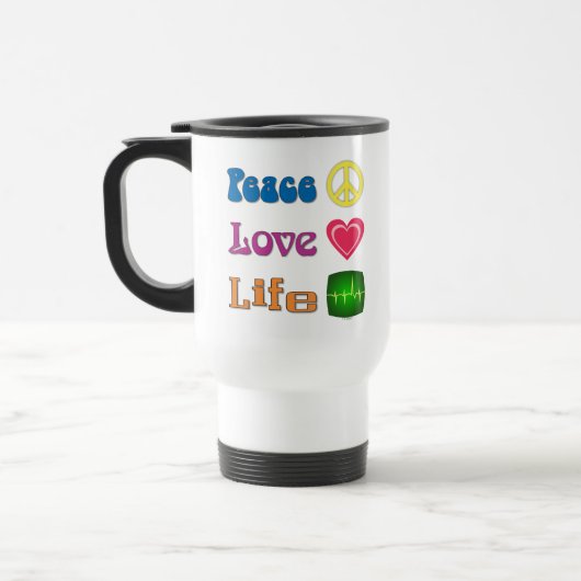 Travel mug with a pro-life message. トラベルマグ (左)