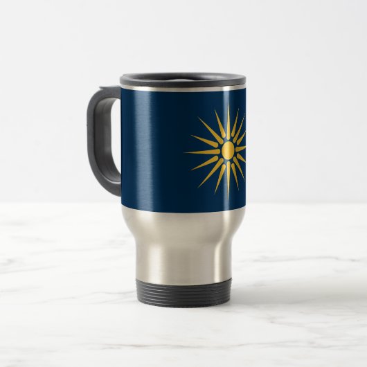 Travel Mug with Flag of Macedonia, Greece トラベルマグ (正面左)