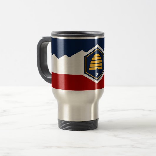 Travel Mug with Flag of Utah, USA トラベルマグ (正面左)