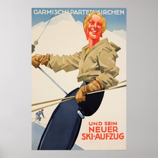 Travel Poster Germany Ski Skiing ポスター (正面)
