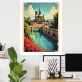 Travel poster Notre Dame, France, ポスター (ホームオフィス)