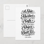 Travel Quote: A Ship in Harbor ポストカード (正面/裏面)