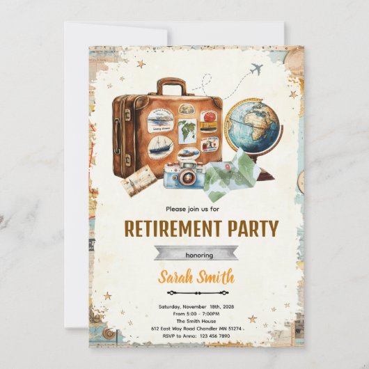 Travel retirement party invitation 招待状 (正面)