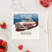 Travel Retro Classic Car Theme 50th Birthday スタンダードカクテルナプキン (インサイチュ)