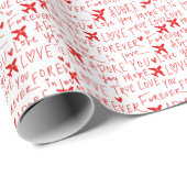 Travel Romantic Love You Red Airplane Custom ラッピングペーパー (ロールコーナー)