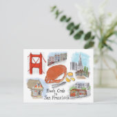 Travel Sketchはがき:サンフランシスコのカニ ポストカード (スタンド正面)