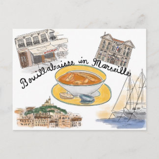 Travel Sketchはがき:マルセイユのBouillabaisse ポストカード