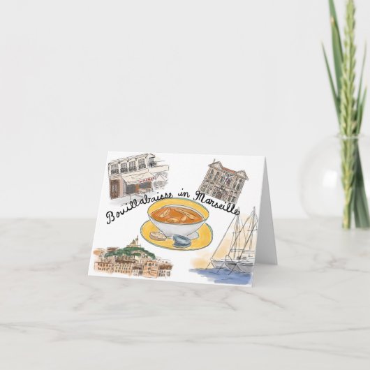 Travel Sketch Notecard: Bouillabaisse in Marseille カード (正面)