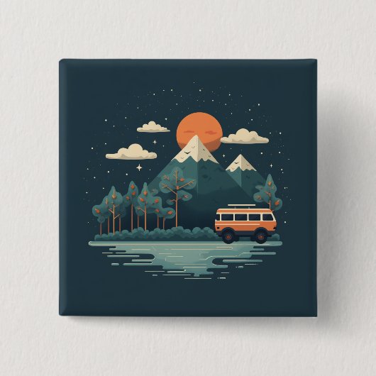 Travel Square Button 缶バッジ (正面)