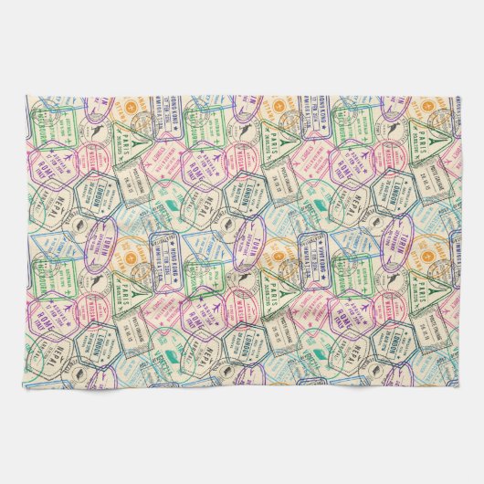 Travel Stamps キッチンタオル (横)