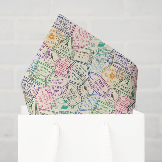 Travel Stamps Decoupage 薄葉紙 (ギフトバッグ)