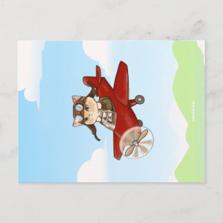 Travel the World Charlie the Cat on Airplane ポストカード