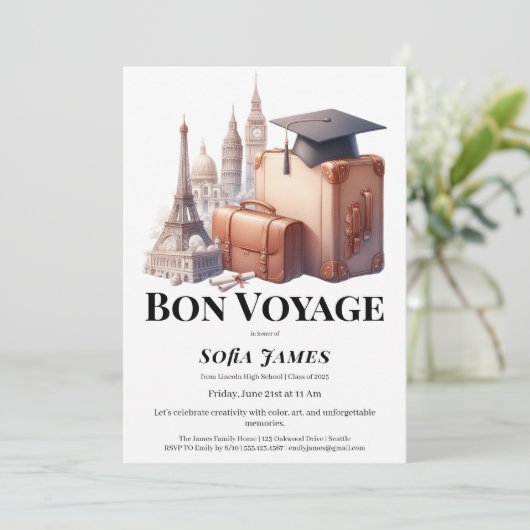 Travel Theme Graduation Party Invitation 招待状 (スタンド正面)