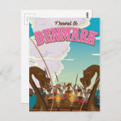 Travel To Denmarkマンガバイキング旅行ポスター ポストカード (正面/裏面)