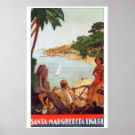 Travel to Santa Margherita Ligure Italy ポスター<br><div class="desc">A vintage Italian holiday beach scene advertising travel to Santa Margherita Ligure.</div>