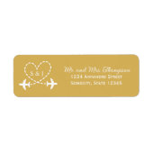Travel Wedding Airplane Aviation Return Address ラベル (正面)