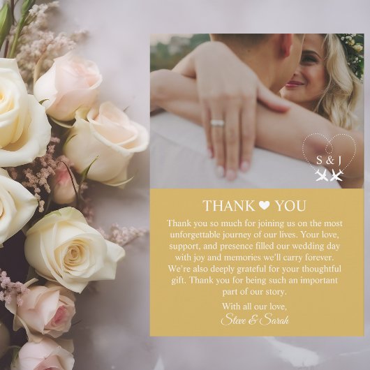 Travel Wedding Airplane Heart Modern Aviation サンキューカード