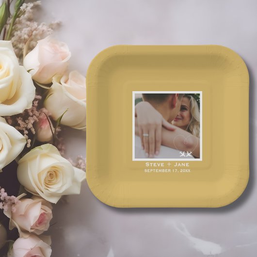 Travel Wedding Airplane Heart Modern Aviation ペーパープレート