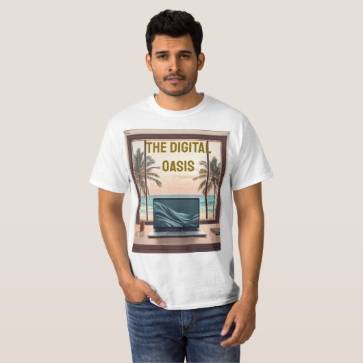 Travel & Work Beach View Laptop Sleeve Tシャツ (正面フル)