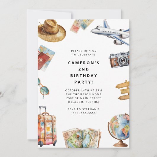 Travel World Birthday Invitation 招待状 (正面)