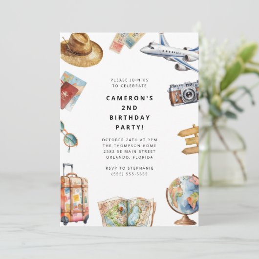 Travel World Birthday Invitation 招待状 (スタンド正面)